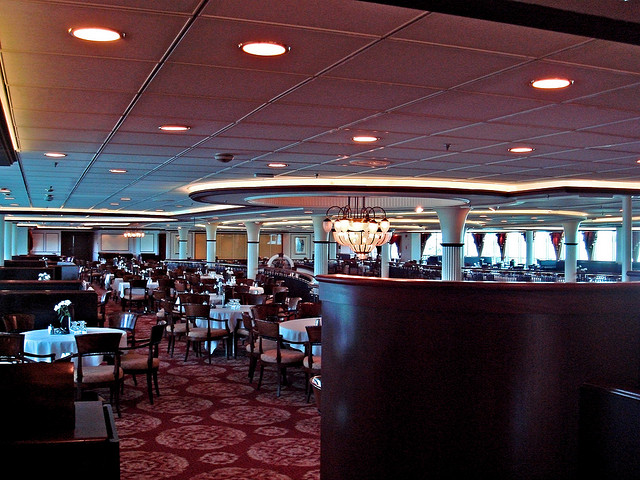 Cruise ship dining room.